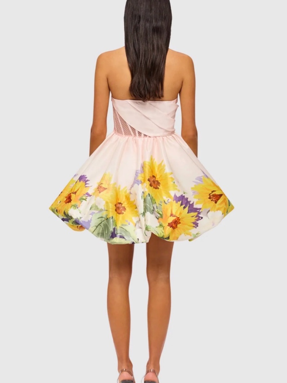 Katy Bustier Mini Dress Sunflower Print in Pink by Leo Lin - Picture 3 of 5